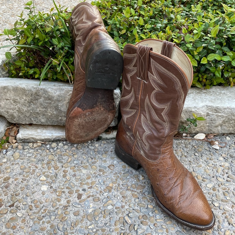 Authentic ostrich hide vintage mens boots